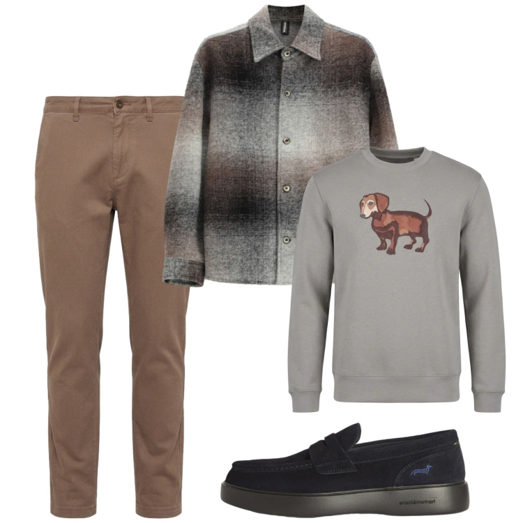 Outfit uomo - Weekend. Stile Casual per Tutti i giorni. Abbinamento con scarpe stringate, pantaloni, felpe, cappotti.