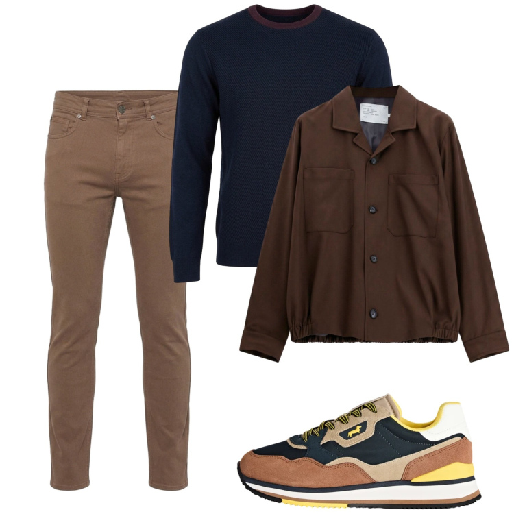 Outfit uomo - Ottobre. Stile Casual per Tutti i giorni. Abbinamento con pantaloni, maglieria, sneakers, cappotti.