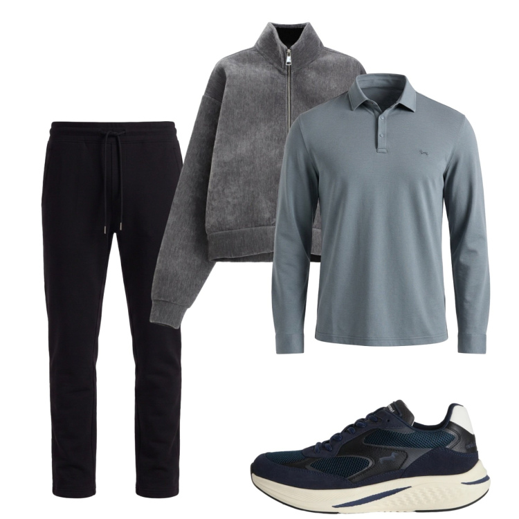 Outfit uomo - Ottobre. Stile Casual per Tutti i giorni. Abbinamento con polo, sneakers, pantaloni, bomber.