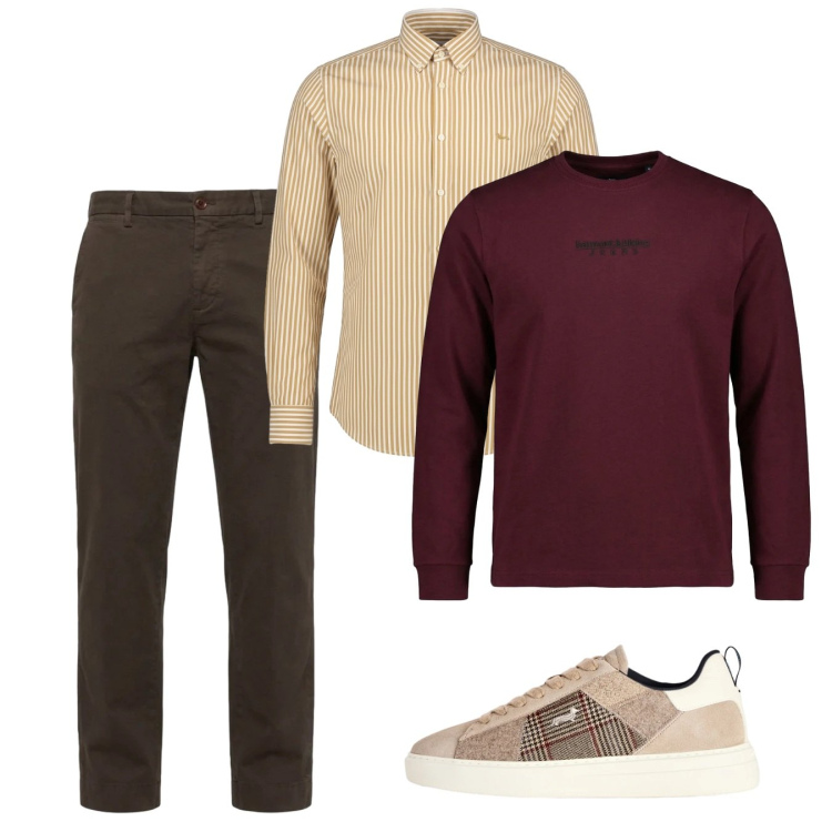 Outfit uomo - Ottobre. Stile Casual per Tutti i giorni. Abbinamento con sneakers, camicie, pantaloni, t-shirt.