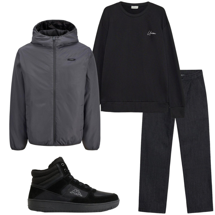Outfit uomo - Urban ad ottobre. Stile Urban per Tutti i giorni. Abbinamento con sneakers alte, giacche, felpe, jeans dritti.