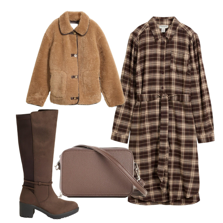 Outfit donna - Country stile. per Serata fuori. Abbinamento con borse a tracolla, stivali, cappotti, vestiti chemisier.