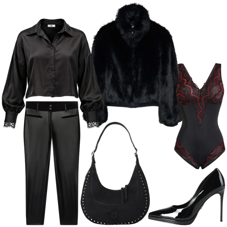 Outfit donna - Scorpione - qualcosa da scoprire. Stile Trendy per Serata fuori. Abbinamento con camicie, pantaloni skinny, borse a spalla, décolleté, bomber, body.