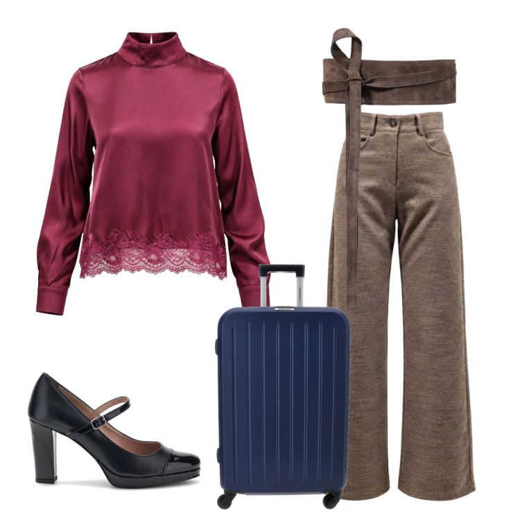 Outfit donna - Maglieria di tendenza. Stile Bon Ton per Tutti i giorni. Abbinamento con pantaloni, bluse, cinture, décolleté, valigie.