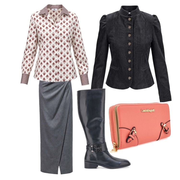 Outfit donna - Racconta il tuo autunno con I AM. Stile Vintage retrò per Serata fuori. Abbinamento con camicie, gonne lunghe, blazer, stivali, portafogli.
