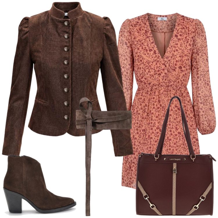 Outfit donna - Total look #2499410. Stile Casual chic per Tutti i giorni. Abbinamento con cinture, vestiti corti, blazer, stivaletti, borse a spalla.