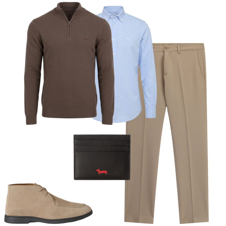 Outfit uomo - Total look #2499417. Stile Urban per Tutti i giorni. Abbinamento con stivali e stivaletti, camicie, portafogli, pullovers, pantaloni.