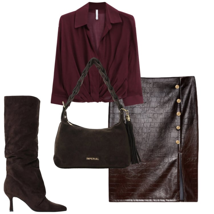 Outfit donna - City. Stile Urban per Tutti i giorni. Abbinamento con stivali, borse a spalla, camicie, gonne longuette.