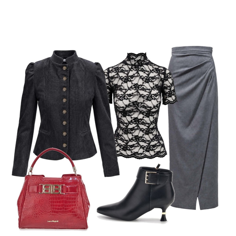 Outfit donna - Come una sirena. Stile Glamour per Serata fuori. Abbinamento con top, gonne lunghe, blazer, stivaletti, borse a mano.