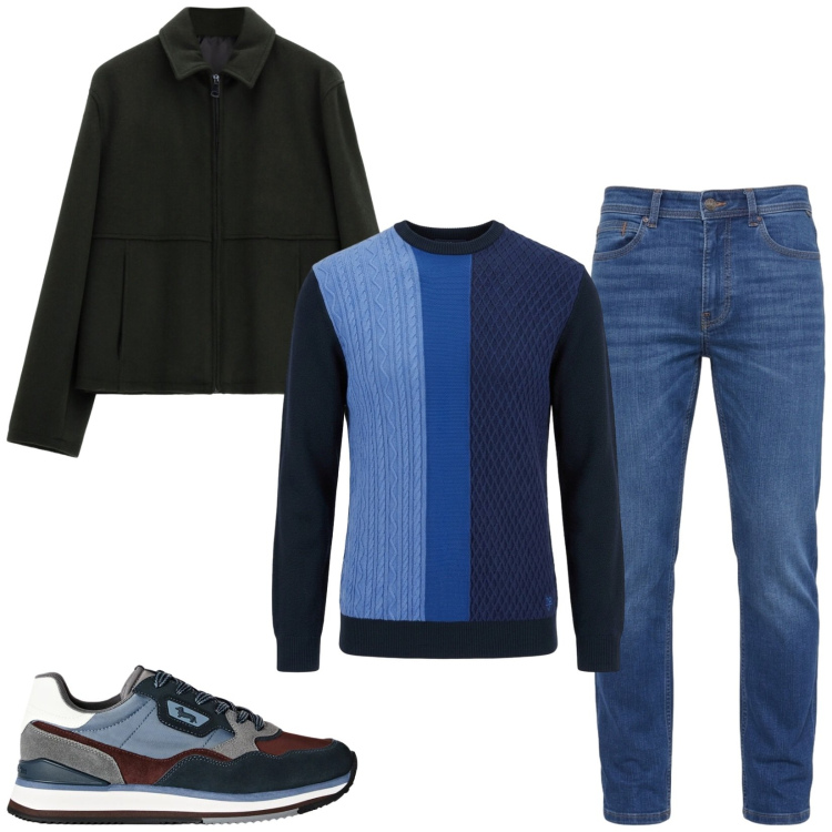 Outfit uomo - Total look #2499463. Stile Casual per Tutti i giorni. Abbinamento con sneakers, maglieria, jeans, cappotti.