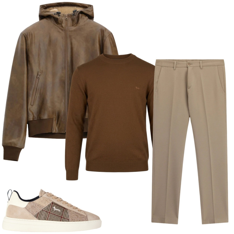 Outfit uomo - Total look #2499464. Stile Casual per Tutti i giorni. Abbinamento con sneakers, maglieria, bomber, pantaloni.