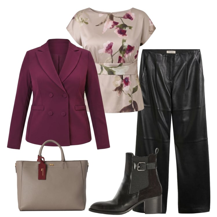 Outfit donna - Serata fuori. Stile Glamour per Serata fuori. Abbinamento con borse a mano, stivaletti, bluse, blazer, pantaloni.