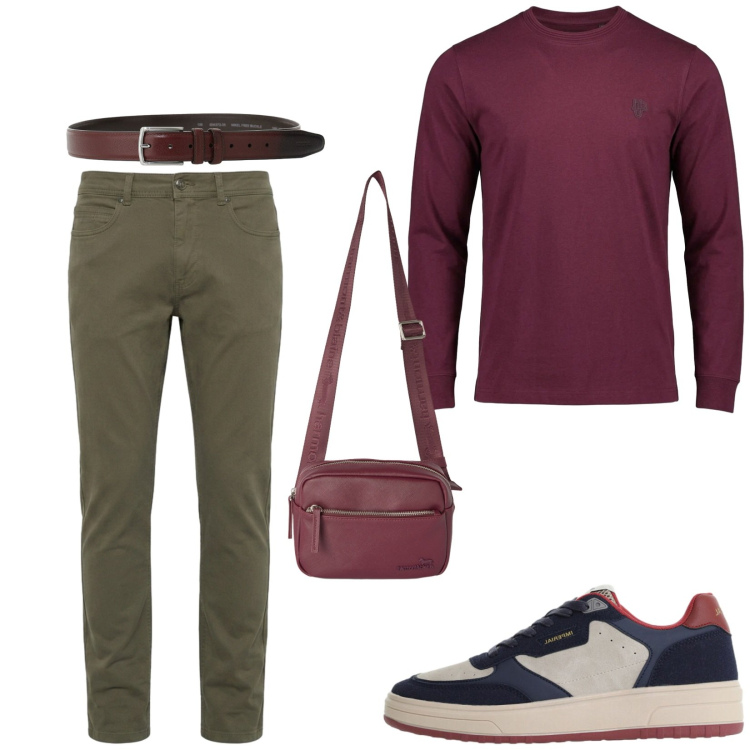 Outfit uomo - Total look #2499518. Stile Trendy per Tutti i giorni. Abbinamento con pantaloni, borse sportive, t-shirt, cinture, sneakers.
