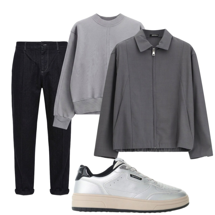 Outfit uomo - Total look #2499570. Stile Casual per Tutti i giorni. Abbinamento con felpe, sneakers, jeans, cappotti.