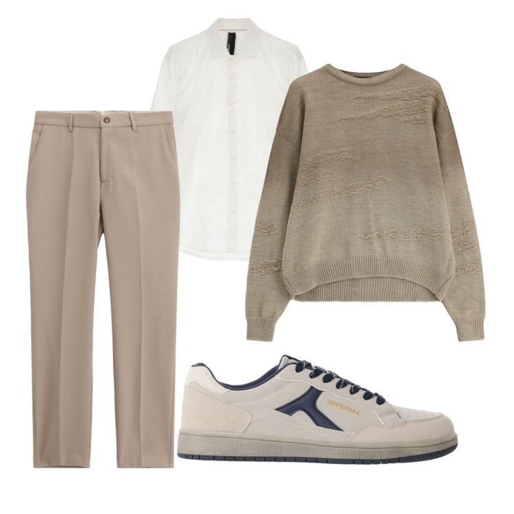 Outfit uomo - Total look #2499573. Stile Trendy per Tutti i giorni. Abbinamento con maglieria, sneakers, camicie, pantaloni.