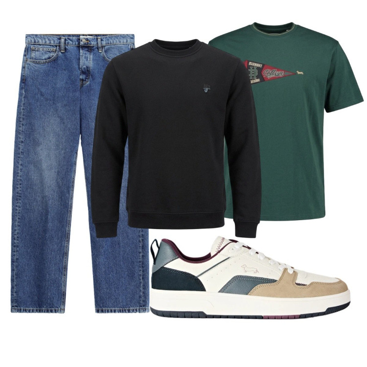 Outfit uomo - Total look #2499575. Stile Casual per Tutti i giorni. Abbinamento con t-shirt, sneakers, felpe, jeans.