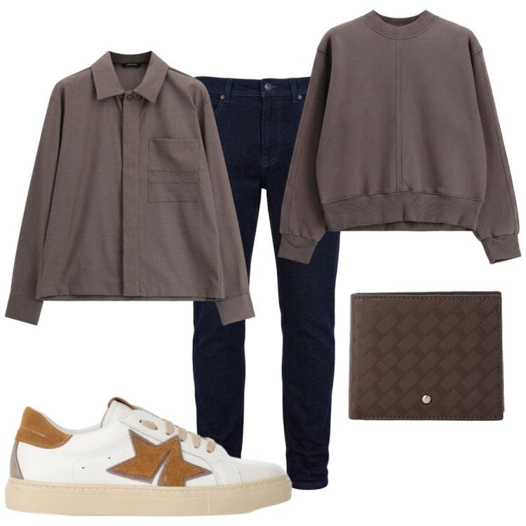 Outfit uomo - Total look #2499578. Stile Trendy per Tutti i giorni. Abbinamento con jeans slim fit, cappotti, felpe, sneakers, portafogli.