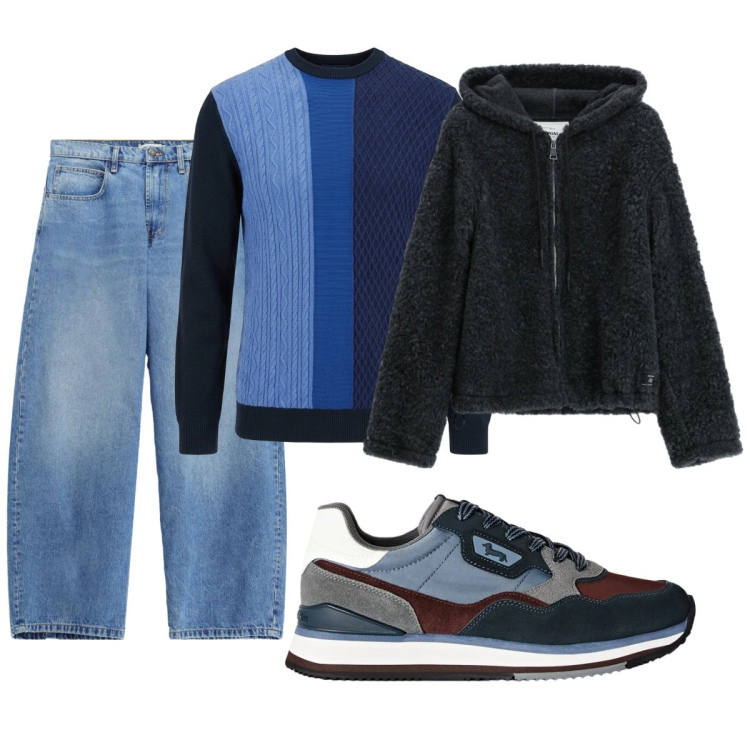 Outfit uomo - Total look #2499581. Stile Casual per Tutti i giorni. Abbinamento con sneakers, maglieria, jeans, bomber.