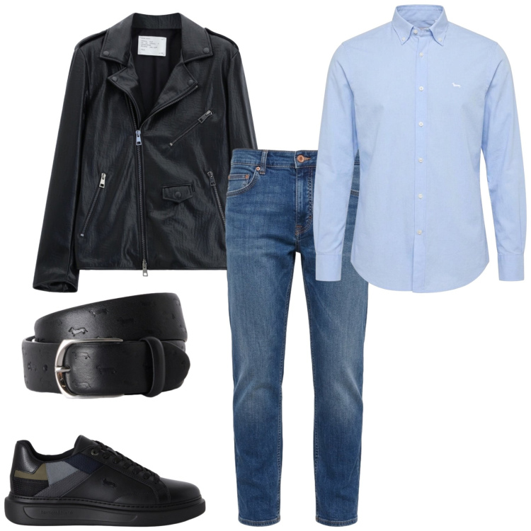Outfit uomo - Total look #2499582. Stile Casual per Tutti i giorni. Abbinamento con cinture, sneakers, camicie, jeans, giacche.