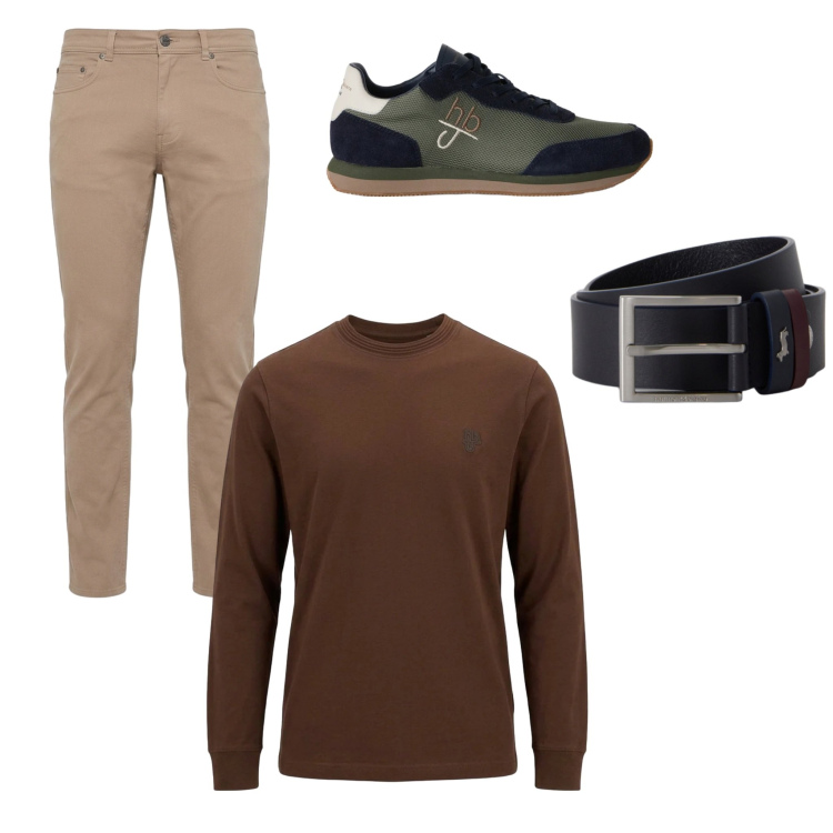 Outfit uomo - Casual. Stile Casual Abbinamento con pantaloni, cinture, t-shirt, sneakers.