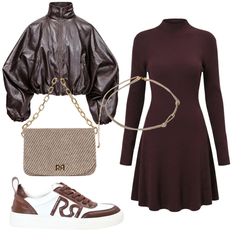 Outfit donna - Il bomber per ottobre. Stile Casual per Tutti i giorni. Abbinamento con bomber, cinture, sneakers, vestiti, borse a spalla.