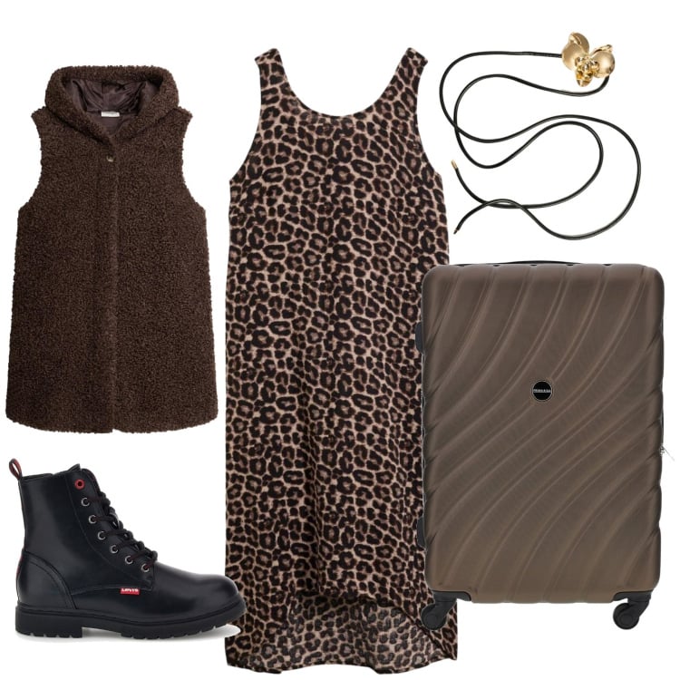 Outfit donna - Stile boho chic autunnale. Stile Boho per Tutti i giorni. Abbinamento con cinture, valigie, anfibi, gilet, vestiti midi/longuette.