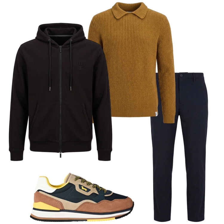 Outfit uomo - Harmont &Blaine. Stile Urban per Tutti i giorni. Abbinamento con maglieria, pantaloni, sneakers, felpe con cappuccio.