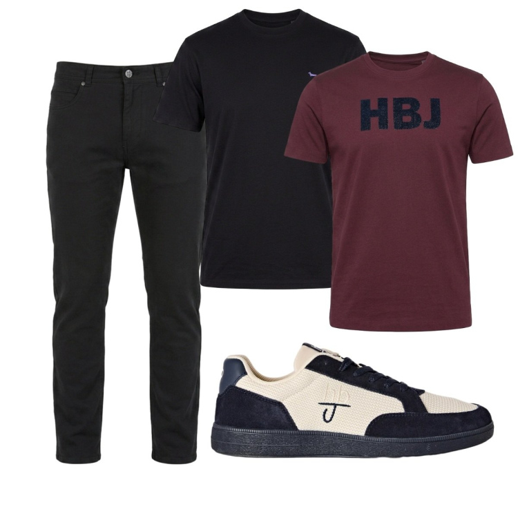 Outfit uomo - Total look #2499642. Stile Casual per Tutti i giorni. Abbinamento con pantaloni, t-shirt, sneakers, t-shirt.