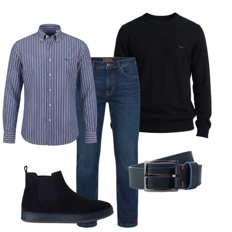 Outfit uomo - Total look #2499644. Stile Trendy per Tutti i giorni. Abbinamento con camicie, jeans, cinture, stivali e stivaletti, maglieria.