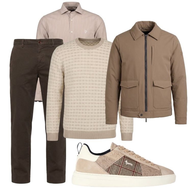 Outfit uomo - Total look #2499645. Stile Trendy per Tutti i giorni. Abbinamento con sneakers, camicie, giacche, pantaloni, maglieria.