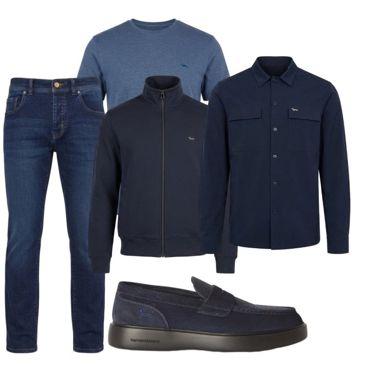 Outfit uomo - Total look #2499649. Stile Casual per Tutti i giorni. Abbinamento con jeans, cappotti, scarpe stringate, t-shirt, felpe.