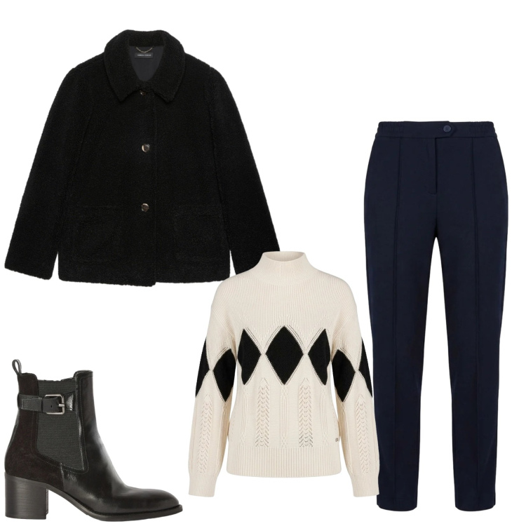 Outfit donna - Total look #2499663. Stile Urban per Tutti i giorni. Abbinamento con pullovers, pantaloni, stivaletti, cappotti.