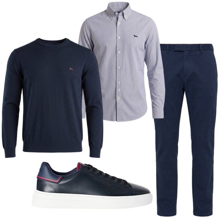 Outfit uomo - Total look #2499667. Stile Business/Elegante per Ufficio. Abbinamento con sneakers, pantaloni, maglieria, camicie.