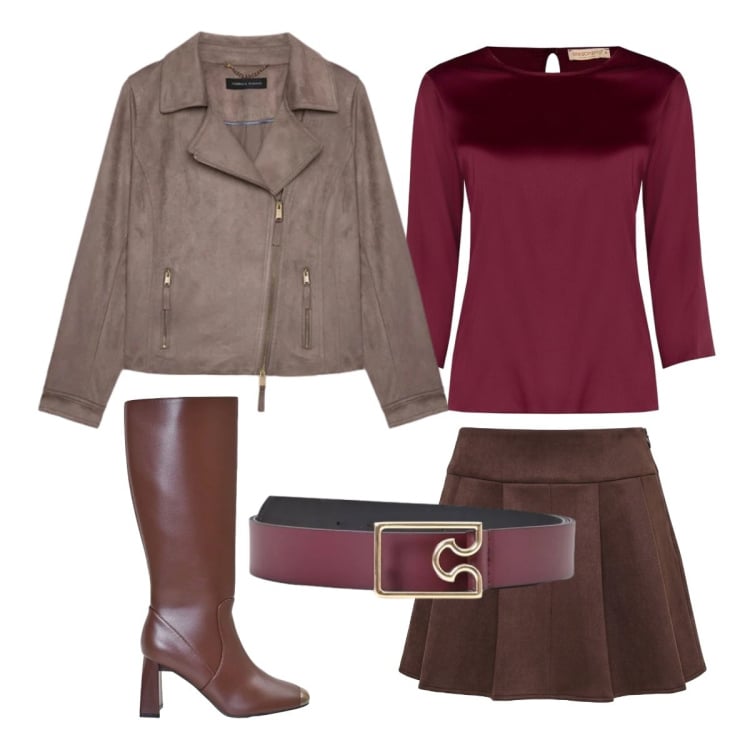 Outfit donna - Soft leather. Stile Basic per Tutti i giorni. Abbinamento con giacche, stivali sopra il ginocchio, minigonne, bluse, cinture.