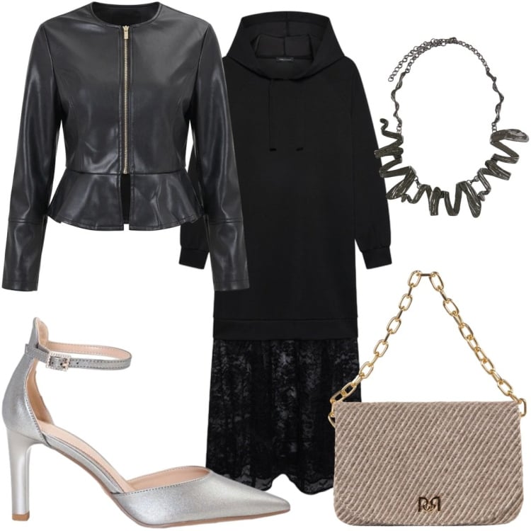 Outfit donna - Total look #2499719. Stile Trendy per Tutti i giorni. Abbinamento con ciondoli, vestiti lunghi, décolleté, giacche, borse a spalla.