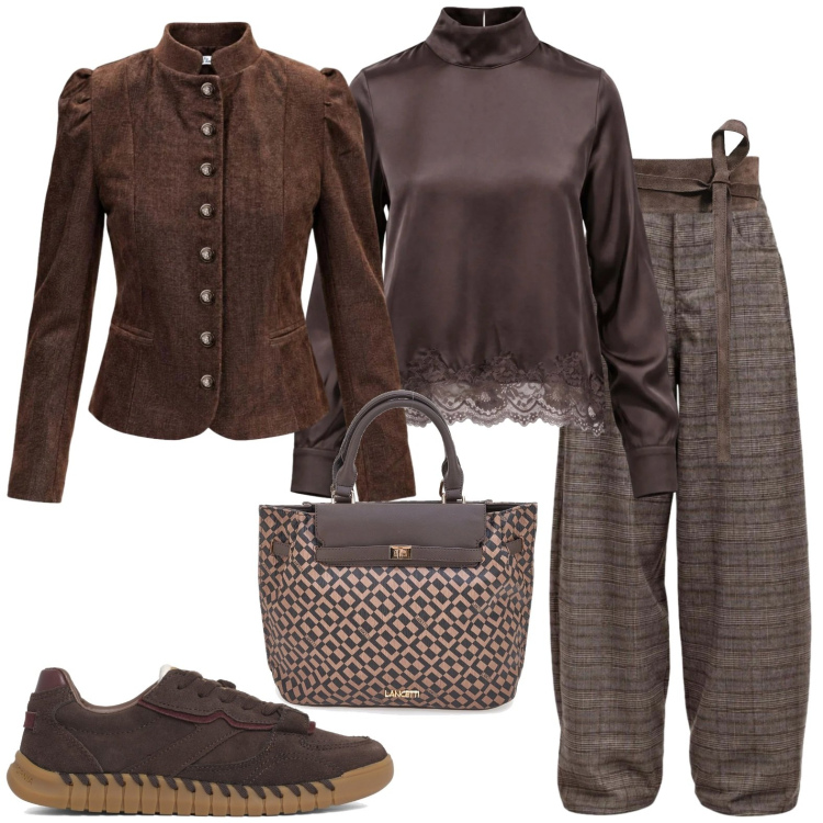 Outfit donna - I Am. Stile Casual per Tutti i giorni. Abbinamento con pantaloni, bluse, cinture, blazer, borse a mano, sneakers.
