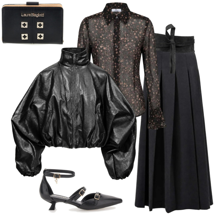 Outfit donna - I Am. Stile Casual chic per Tutti i giorni. Abbinamento con cinture, camicie, gonne lunghe, bomber, décolleté, portafogli.