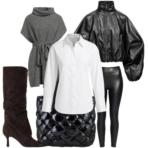 Outfit donna - Lo Scorpione. per Tutti i giorni. Abbinamento con bomber, stivali, camicie, borse tote, cappotti, leggings.