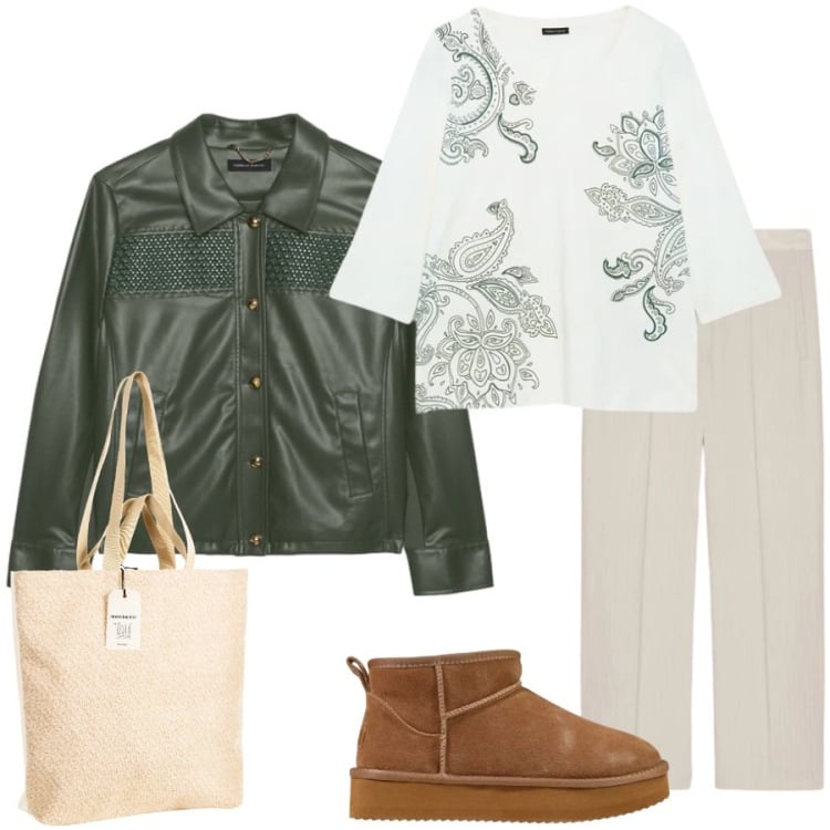 Outfit donna - Total look #2499780. Stile Casual per Tutti i giorni. Abbinamento con stivaletti, pantaloni, t-shirt, blazer, borse tote.