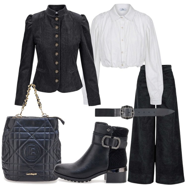 Outfit donna - Racconta il tuo autunno con I AM. Stile Trendy per Serata fuori. Abbinamento con cinture, blazer, pantaloni a palazzo, camicie, stivaletti, zaini.