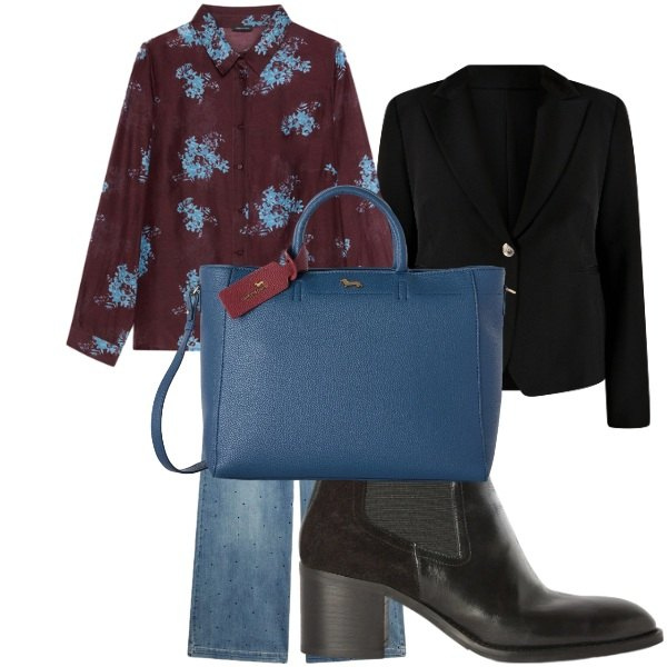 Outfit donna - Minimalismo Anni '90. Stile Bon Ton per Tutti i giorni. Abbinamento con borse a mano, stivaletti, camicie, jeans, blazer.