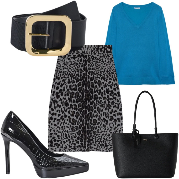 Outfit donna - Total look #2499830. Stile Trendy per Tutti i giorni. Abbinamento con shopping bag, cinture, maglieria, gonne longuette, décolleté.