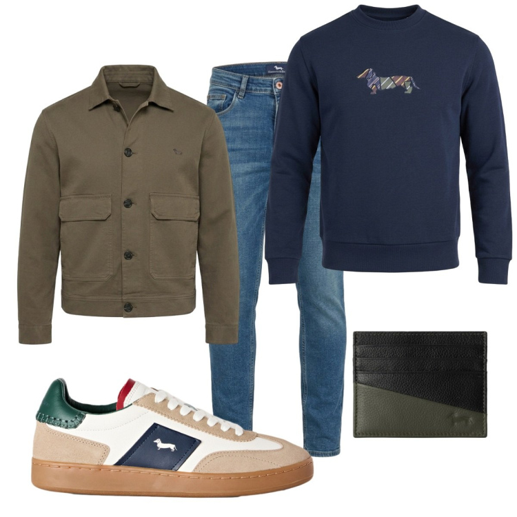 Outfit uomo - Total look #2499842. Stile Casual per Tutti i giorni. Abbinamento con jeans slim fit, felpe, cappotti, sneakers, portafogli.