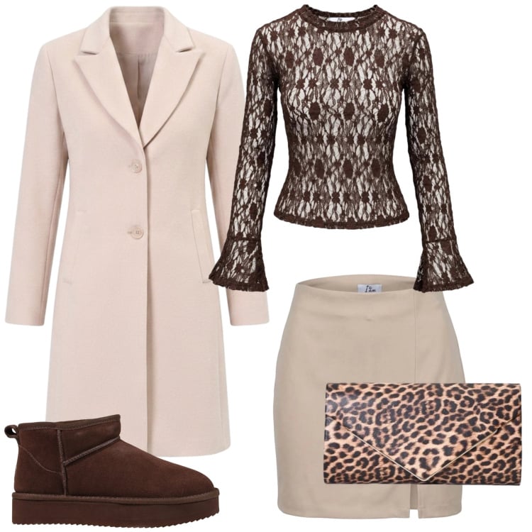Outfit donna - Outfit Ideas. Stile Casual chic per Tutti i giorni. Abbinamento con top, minigonne, stivaletti, cappotti, pochette.