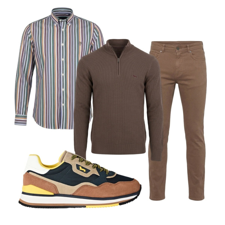 Outfit uomo - Total look #2499853. Stile Trendy per Tutti i giorni. Abbinamento con pantaloni, camicie, pullovers, sneakers.