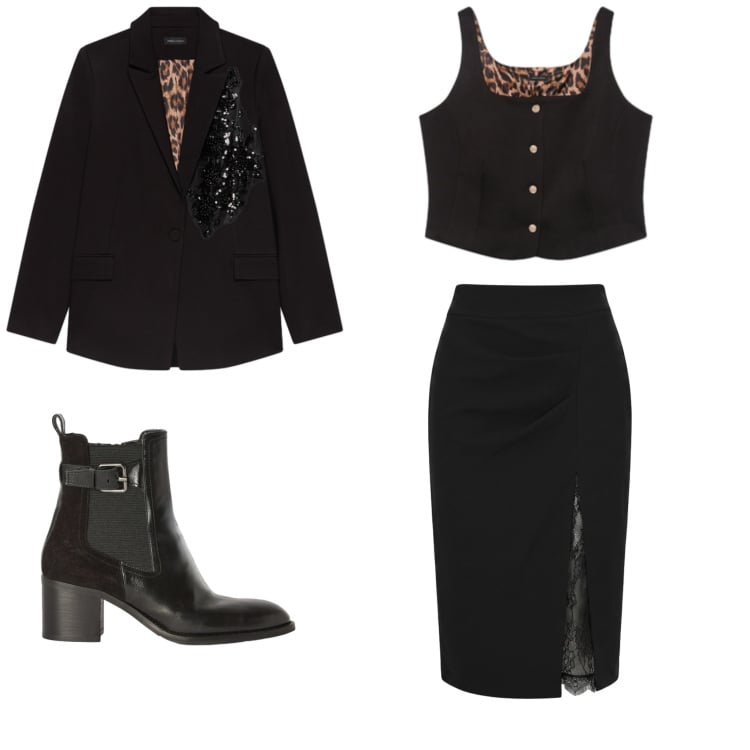 Outfit donna - Che Chiccheria!. Stile Sexy per Serata fuori. Abbinamento con stivaletti, blazer, top, gonne longuette.