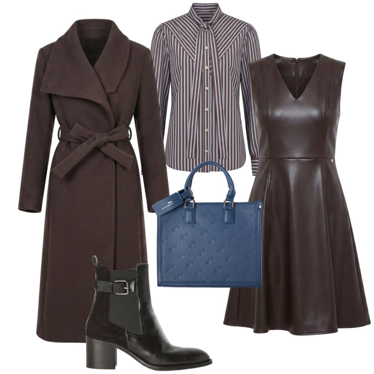 Outfit donna - Chic rock ufficio serata evento speciale. Stile Chic per Ufficio. Abbinamento con borse a mano, camicie, stivaletti, cappotti, vestiti corti.