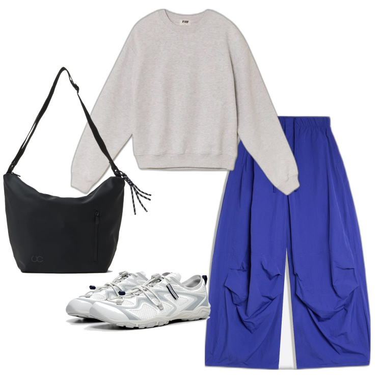 Outfit mujer - Casual. Estilo Casual para Todos los días. Combinación con bolsos de hombro, pantalones, sneakers, sudaderas.