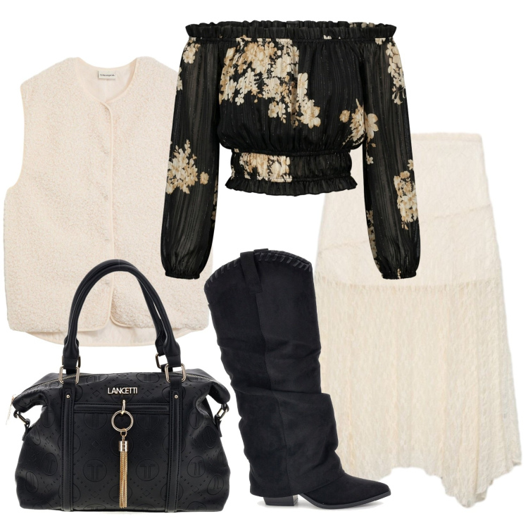 Outfit donna - Winter boho. Stile Boho per Tutti i giorni. Abbinamento con top, gonne longuette, piumini, stivali, borse a mano.