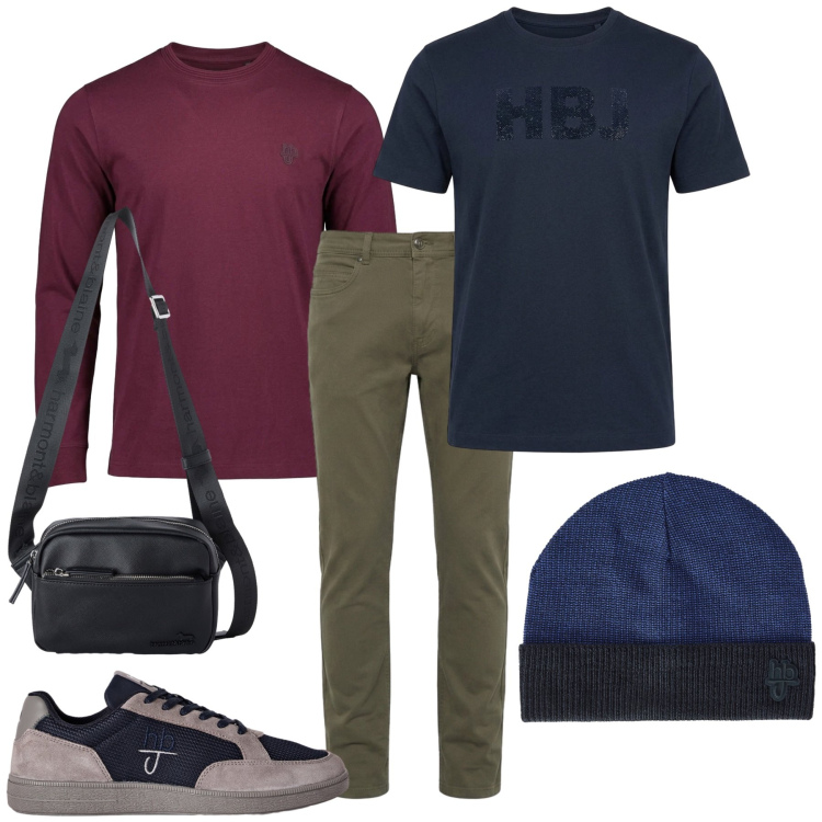 Outfit uomo - Total look #2499901. Stile Trendy per Tutti i giorni. Abbinamento con borse sportive, pantaloni, berretti, sneakers, t-shirt, t-shirt.